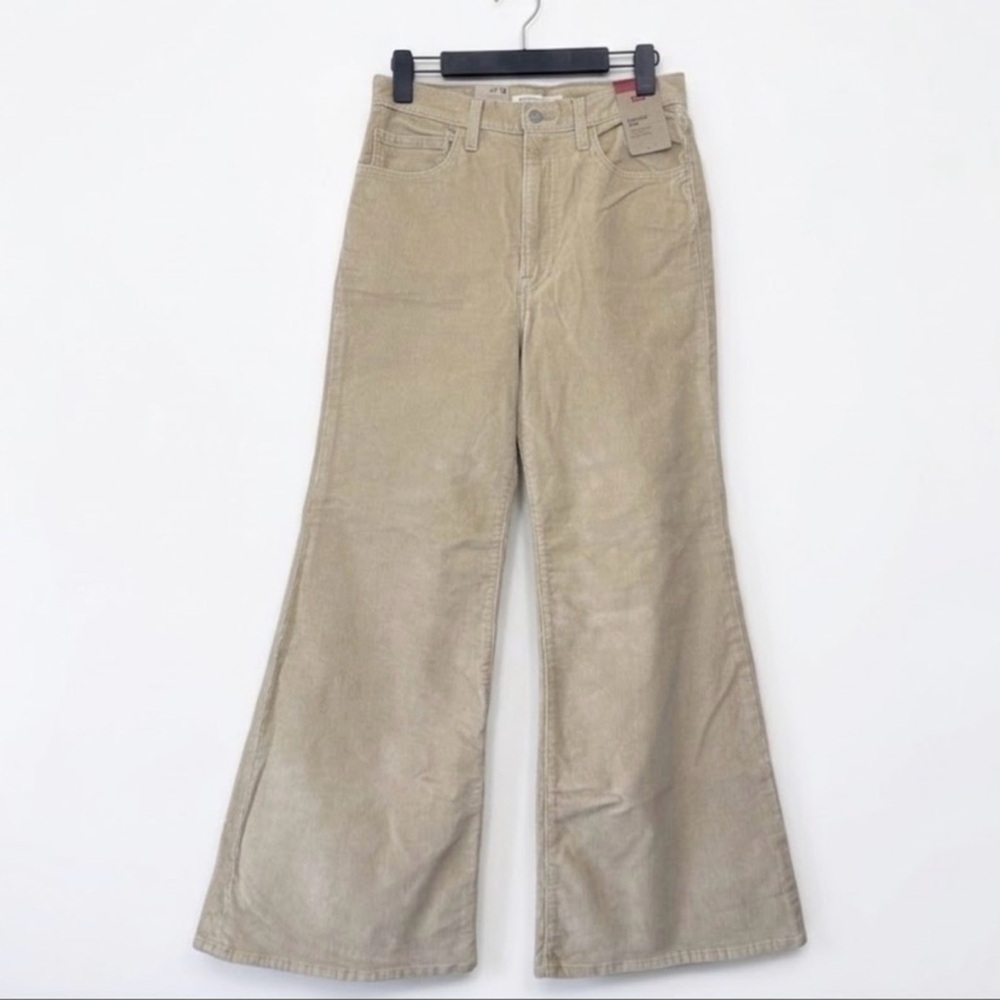 Levi’s Ribcage Bell High Rise Flare Wide Leg Corduroy Jeans Women 30x31 Beige